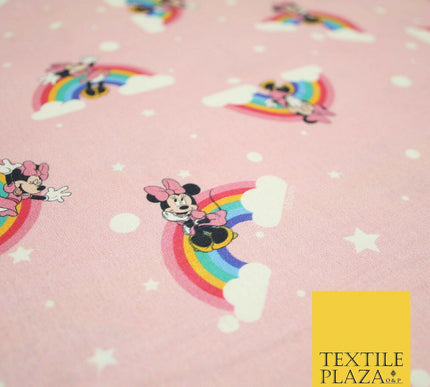 PINK Minnie Mouse Magical Rainbows Disney Licensed 100% Cotton Print Fabric 4955