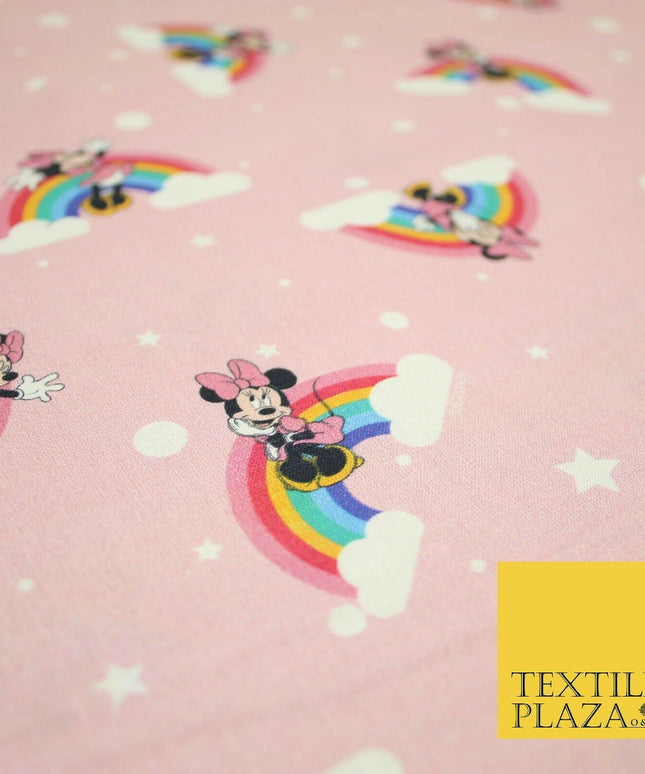 PINK Minnie Mouse Magical Rainbows Disney Licensed 100% Cotton Print Fabric 4955