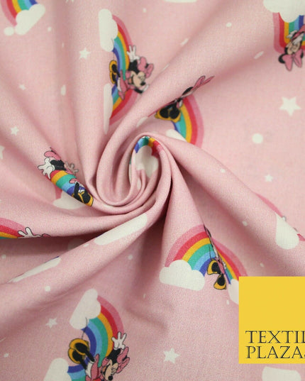 PINK Minnie Mouse Magical Rainbows Disney Licensed 100% Cotton Print Fabric 4955