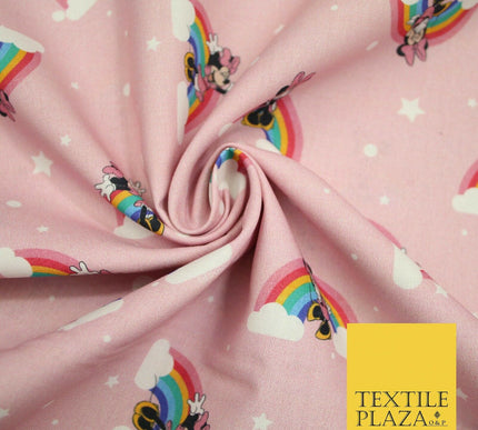 PINK Minnie Mouse Magical Rainbows Disney Licensed 100% Cotton Print Fabric 4955