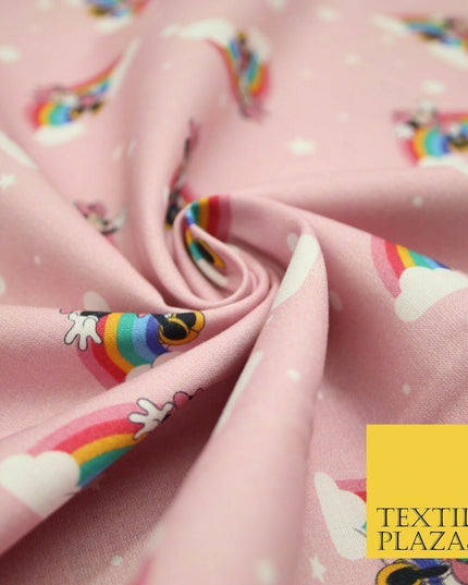PINK Minnie Mouse Magical Rainbows Disney Licensed 100% Cotton Print Fabric 4955