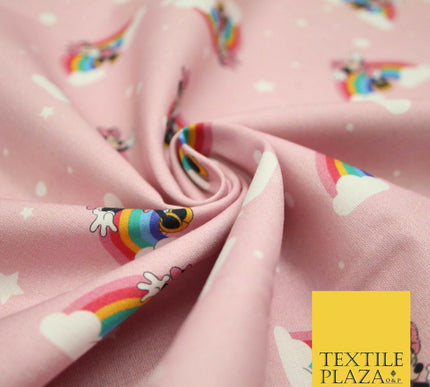 PINK Minnie Mouse Magical Rainbows Disney Licensed 100% Cotton Print Fabric 4955