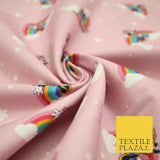 PINK Minnie Mouse Magical Rainbows Disney Licensed 100% Cotton Print Fabric 4955