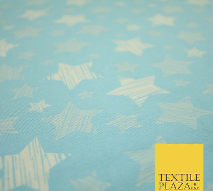 Blue Pink Falling Sketch Stars Soft Cotton Jersey Stretch Dress Fabric Baby 59"