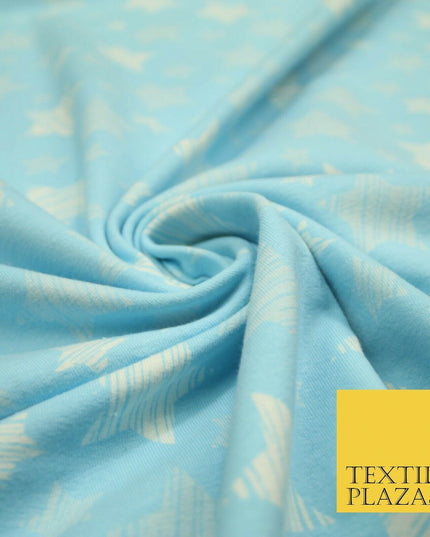 Blue Pink Falling Sketch Stars Soft Cotton Jersey Stretch Dress Fabric Baby 59"