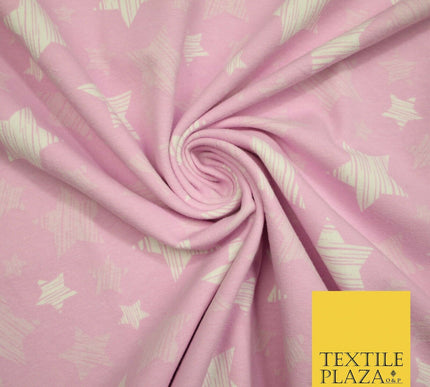 Blue Pink Falling Sketch Stars Soft Cotton Jersey Stretch Dress Fabric Baby 59"