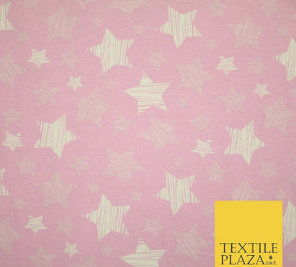 Blue Pink Falling Sketch Stars Soft Cotton Jersey Stretch Dress Fabric Baby 59"