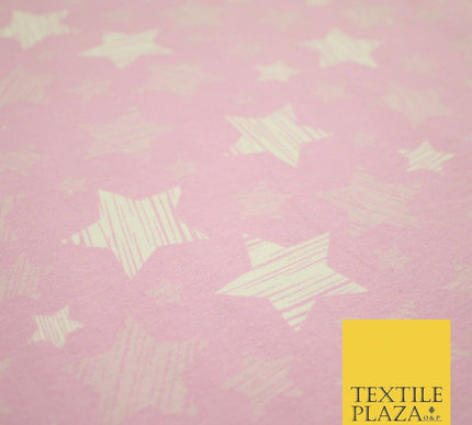 Blue Pink Falling Sketch Stars Soft Cotton Jersey Stretch Dress Fabric Baby 59"