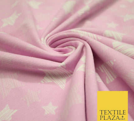 Blue Pink Falling Sketch Stars Soft Cotton Jersey Stretch Dress Fabric Baby 59"