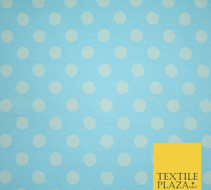 Blue Pink 1cm Spotted Polka Dot Soft Cotton Jersey Stretch Dress Fabric Baby 59"