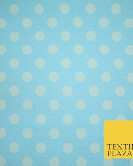 Blue Pink 1cm Spotted Polka Dot Soft Cotton Jersey Stretch Dress Fabric Baby 59"