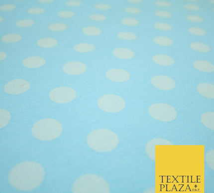 Blue Pink 1cm Spotted Polka Dot Soft Cotton Jersey Stretch Dress Fabric Baby 59"