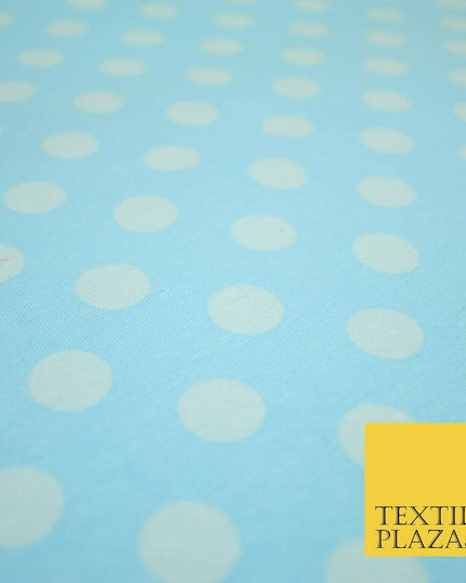 Blue Pink 1cm Spotted Polka Dot Soft Cotton Jersey Stretch Dress Fabric Baby 59"