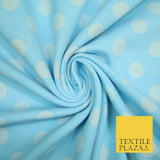 Blue Pink 1cm Spotted Polka Dot Soft Cotton Jersey Stretch Dress Fabric Baby 59"