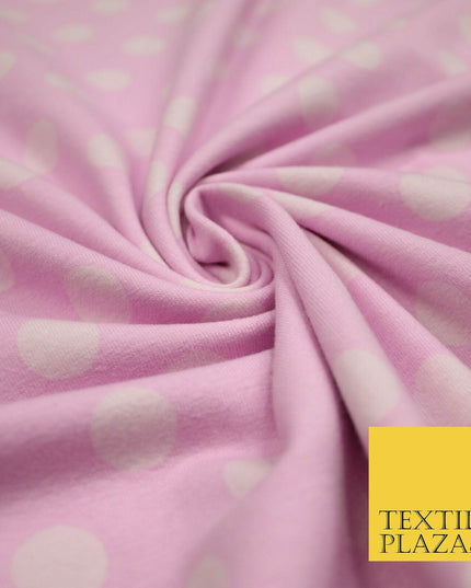 Blue Pink 1cm Spotted Polka Dot Soft Cotton Jersey Stretch Dress Fabric Baby 59"