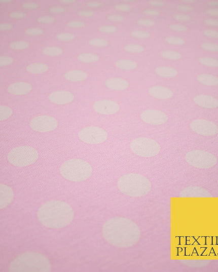 Blue Pink 1cm Spotted Polka Dot Soft Cotton Jersey Stretch Dress Fabric Baby 59"