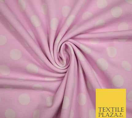Blue Pink 1cm Spotted Polka Dot Soft Cotton Jersey Stretch Dress Fabric Baby 59"