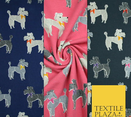 Smart Bow Tie Terrier Dogs Printed Soft Cotton Jersey Stretch Fabric 59" 3 COLS