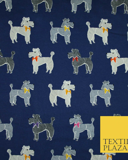 Smart Bow Tie Terrier Dogs Printed Soft Cotton Jersey Stretch Fabric 59" 3 COLS