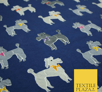 Smart Bow Tie Terrier Dogs Printed Soft Cotton Jersey Stretch Fabric 59" 3 COLS