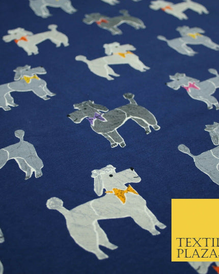 Smart Bow Tie Terrier Dogs Printed Soft Cotton Jersey Stretch Fabric 59" 3 COLS