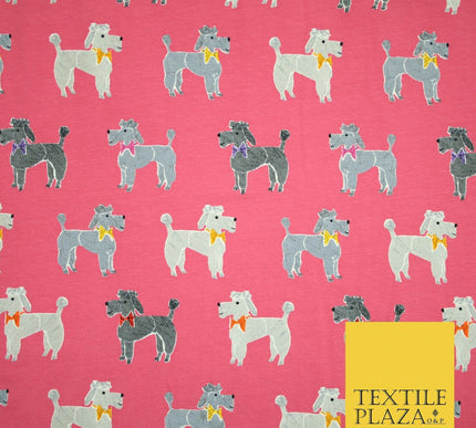 Smart Bow Tie Terrier Dogs Printed Soft Cotton Jersey Stretch Fabric 59" 3 COLS