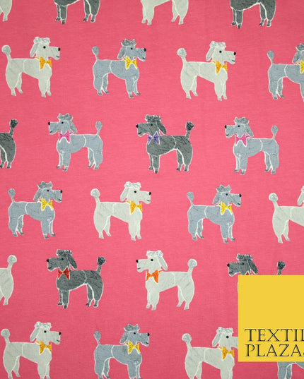 Smart Bow Tie Terrier Dogs Printed Soft Cotton Jersey Stretch Fabric 59" 3 COLS