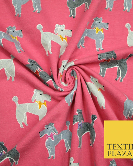 Smart Bow Tie Terrier Dogs Printed Soft Cotton Jersey Stretch Fabric 59" 3 COLS