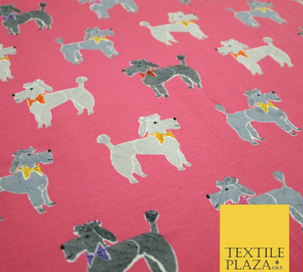 Smart Bow Tie Terrier Dogs Printed Soft Cotton Jersey Stretch Fabric 59" 3 COLS