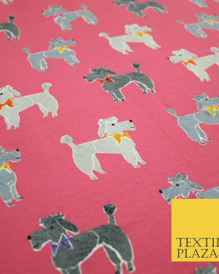 Smart Bow Tie Terrier Dogs Printed Soft Cotton Jersey Stretch Fabric 59" 3 COLS
