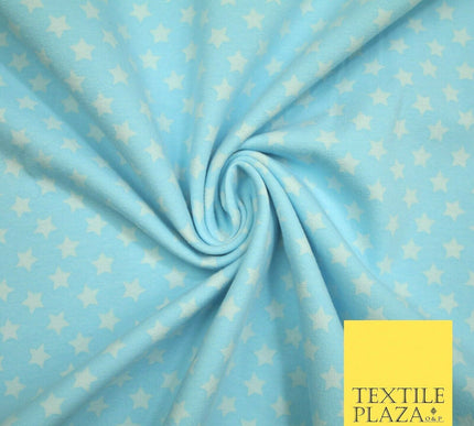 Blue Pink Falling Mini Stars Soft Cotton Jersey Stretch Dress Fabric Baby 59"