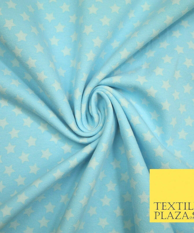 Blue Pink Falling Mini Stars Soft Cotton Jersey Stretch Dress Fabric Baby 59"