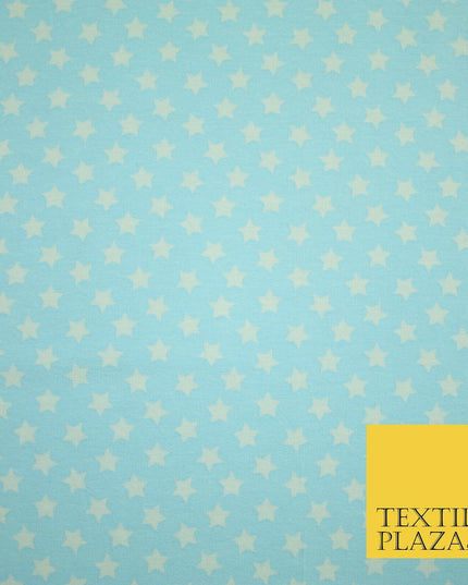 Blue Pink Falling Mini Stars Soft Cotton Jersey Stretch Dress Fabric Baby 59"