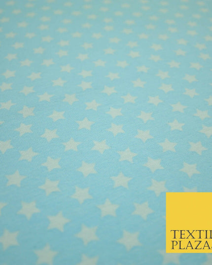 Blue Pink Falling Mini Stars Soft Cotton Jersey Stretch Dress Fabric Baby 59"