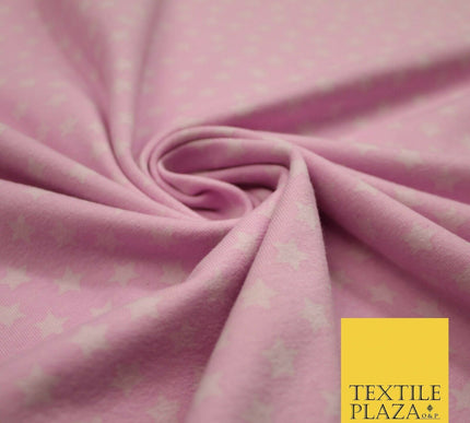 Blue Pink Falling Mini Stars Soft Cotton Jersey Stretch Dress Fabric Baby 59"