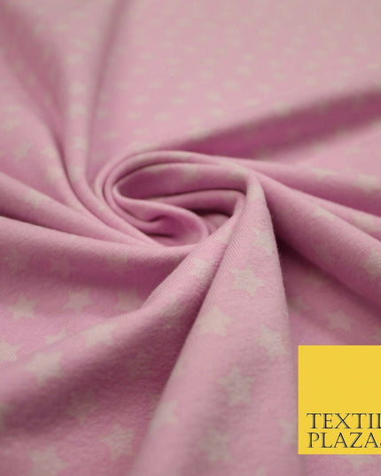 Blue Pink Falling Mini Stars Soft Cotton Jersey Stretch Dress Fabric Baby 59"