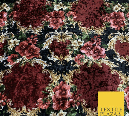 Various Floral Ornate Leopard Flowers Printed Soft Stretch Velvet Dress Fabric 2