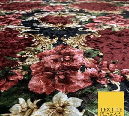 Various Floral Ornate Leopard Flowers Printed Soft Stretch Velvet Dress Fabric 2