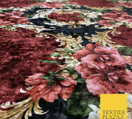 Various Floral Ornate Leopard Flowers Printed Soft Stretch Velvet Dress Fabric 2