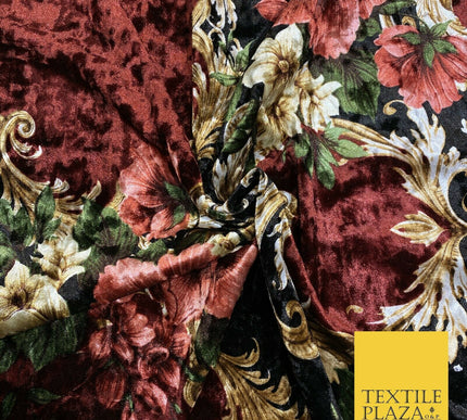 Various Floral Ornate Leopard Flowers Printed Soft Stretch Velvet Dress Fabric 2