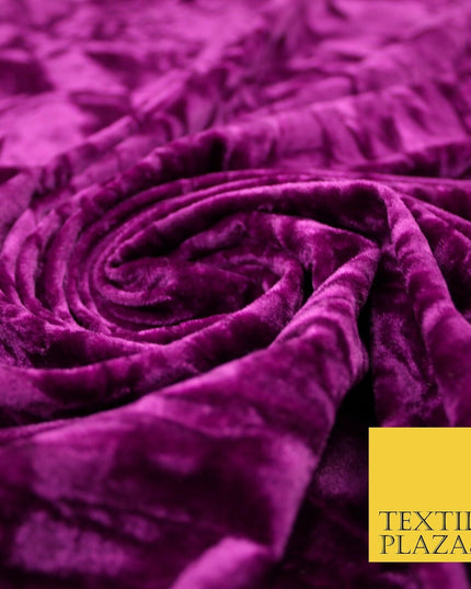 Magenta Pink Crushed Velvet Fabric Backdrop Cushions Curtains Stretch 2779