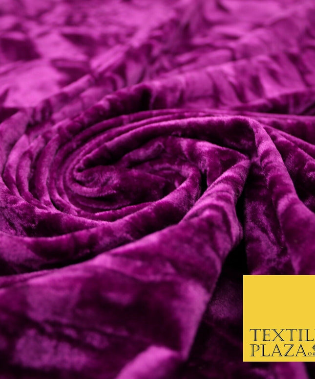 Magenta Pink Crushed Velvet Fabric Backdrop Cushions Curtains Stretch 2779