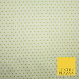 Lemon Cream Mini Metallic Gold Stars 100% Cotton Fabric Sewing Craft Dress 5009