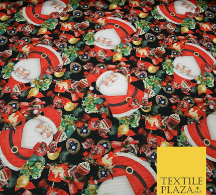Festive Santa Claus Gifts Presents Penguins Christmas Waffle Jersey Fabric 5003