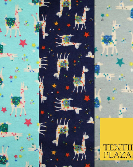 Festive Llama Alpaca Stars Winceyette Soft Christmas Brushed Cotton Print Fabric