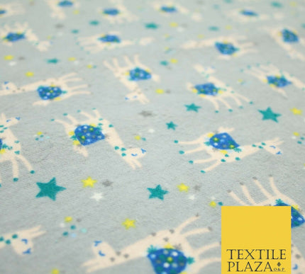 Festive Llama Alpaca Stars Winceyette Soft Christmas Brushed Cotton Print Fabric