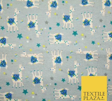 Festive Llama Alpaca Stars Winceyette Soft Christmas Brushed Cotton Print Fabric