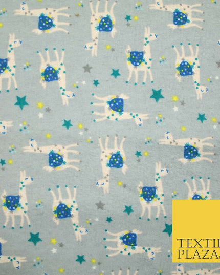 Festive Llama Alpaca Stars Winceyette Soft Christmas Brushed Cotton Print Fabric