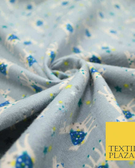 Festive Llama Alpaca Stars Winceyette Soft Christmas Brushed Cotton Print Fabric