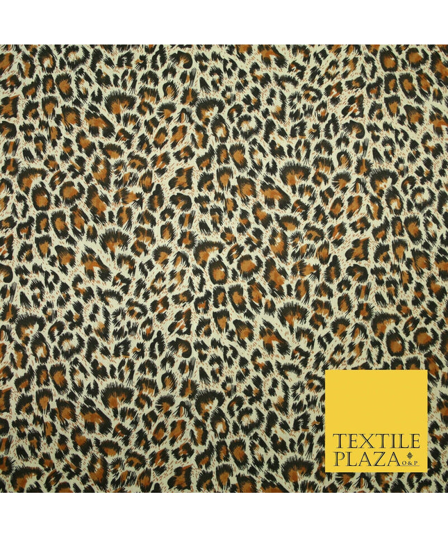 Classic Mini Leopard Cheetah Animal Printed Poly Cotton Fabric Polycotton 5032